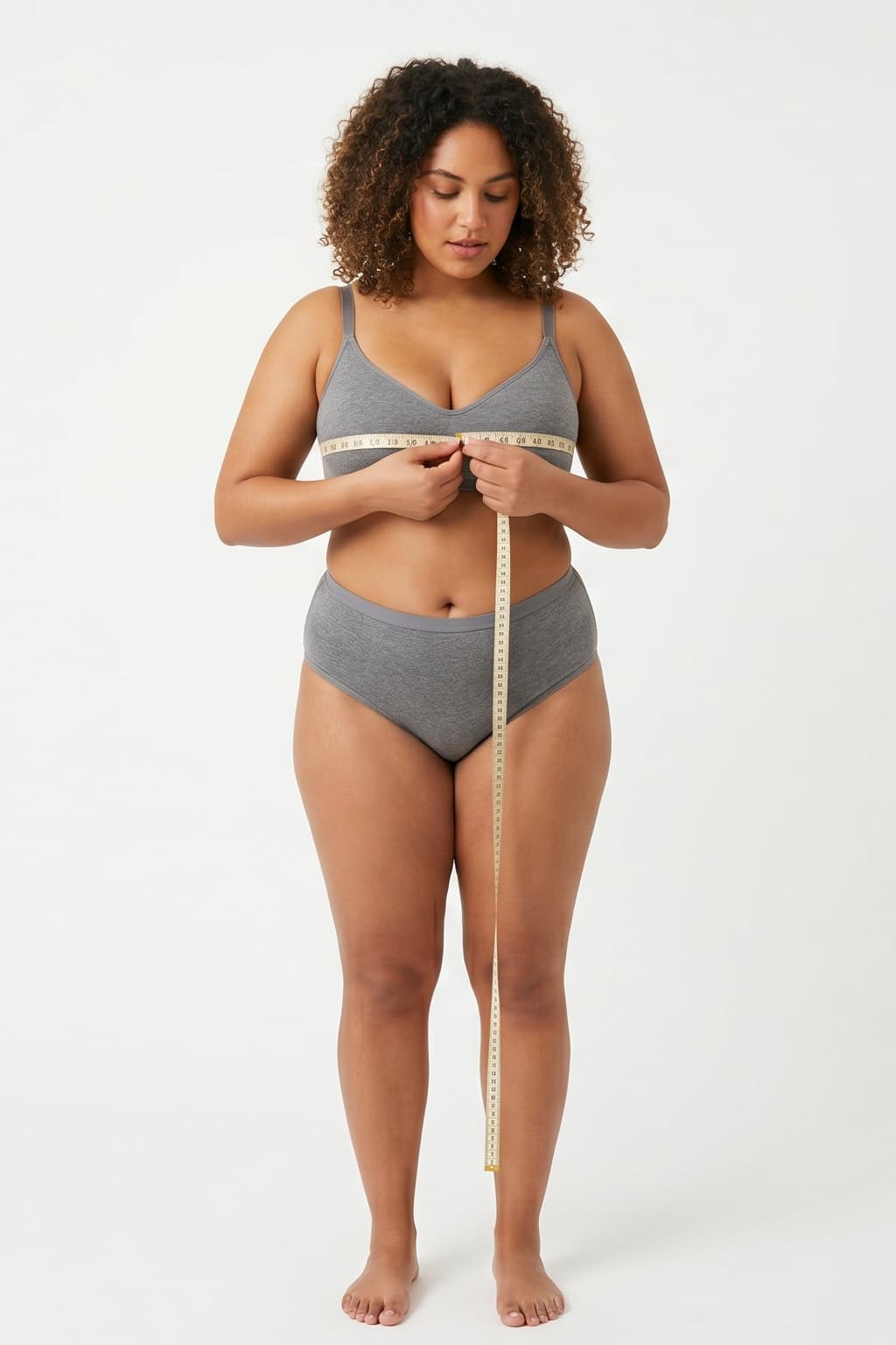 Woman measuring standing bust